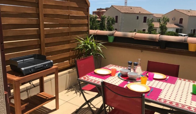 Appartement T3 duplex, piscine, Narbonne Plage